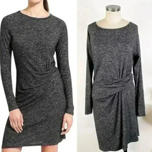 Athleta Sheath Dress Ruched Waist Super Soft Charcoal Heather Gray Comfy size M